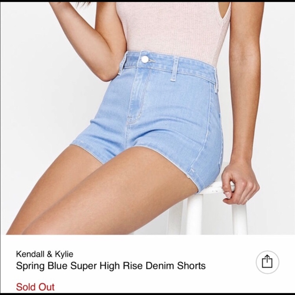 Kendal x Kylie high waisted light denim shorts